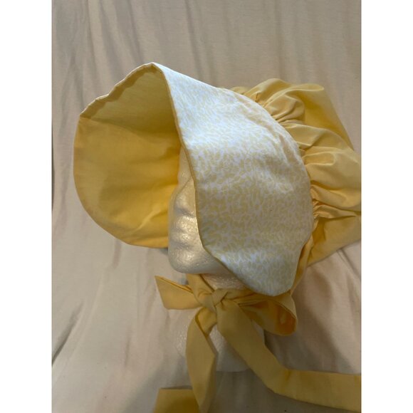 Handcrafted Yellow Prairie Bonnet With Floral Print Cosplay - Picture 2 of 9